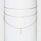 Target Solid Rectangular Bar Three Row Choker Necklace - Gold