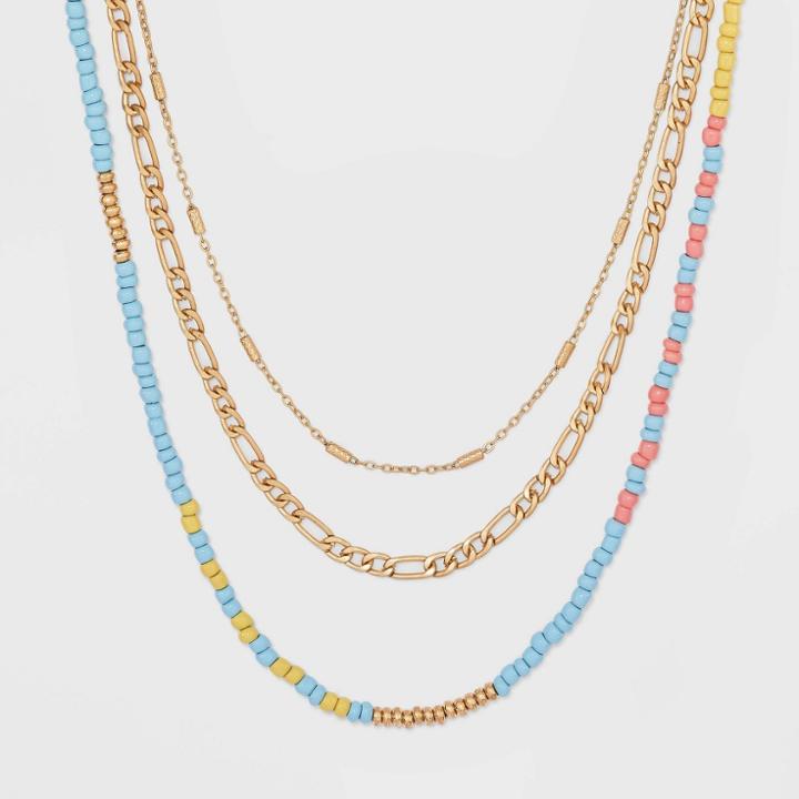Mixed Bead Layered Chain Necklace - Universal Thread