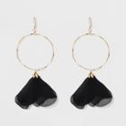 Wire Circle And Fabric Earrings - A New Day Black/gold