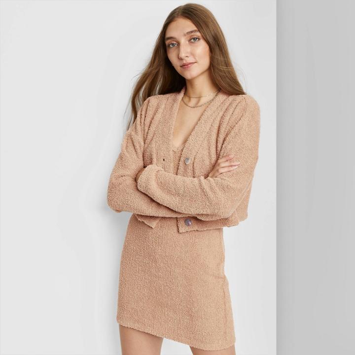 Women's Cropped Cozy Cardigan - Wild Fable Taupe
