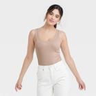 Women's Double-scoop Bodysuit - A New Day Beige
