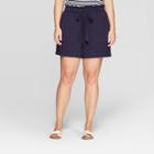 Women's Plus Size Paper Bag Knit Shorts - Ava & Viv Navy 2x, Xavier Navy