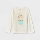 Girls' Printed Graphic Long Sleeve T-shirt - Cat & Jack Cream Xxl