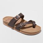 Women's Wide Width Mad Love Prudence Footbed Sandal - Dark Brown 10w,