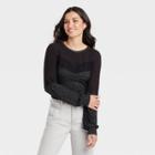 Women's Long Sleeve Cozy Lace Top - Knox Rose Charcoal Gray