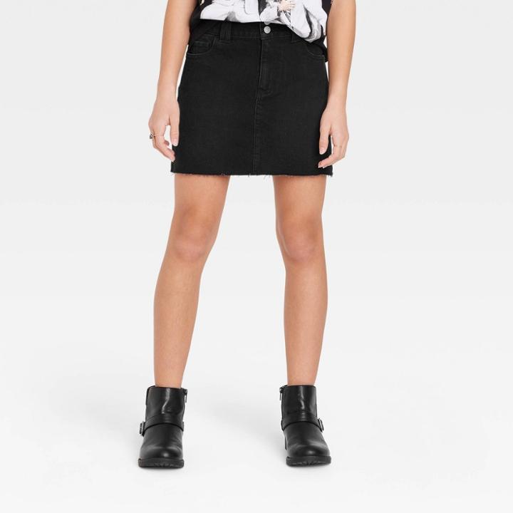 Girls' Low-rise Denim Mini Skirt - Art Class Black Wash