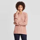 Women's Long Sleeve Rib-knit Hoodie Sweatshirt - Knox Rose Pink