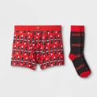 Coca-cola Men's Holiday Coca Cola Bottles Boxer Briefs & Socks Set - Black/red