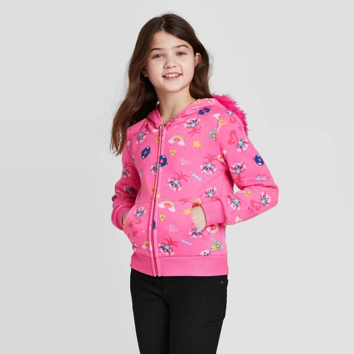 Universal Girls' Trolls Cosplay Hoodie Sweatshirt - Pink