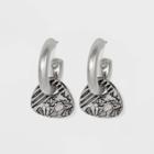 Diagonal Floral Texture Charm Hoop Earrings - Universal Thread