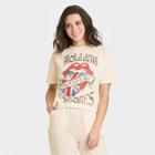 The Rolling Stones Women's Rolling Stones Europe 82 Short Sleeve Cropped Graphic T-shirt - Beige