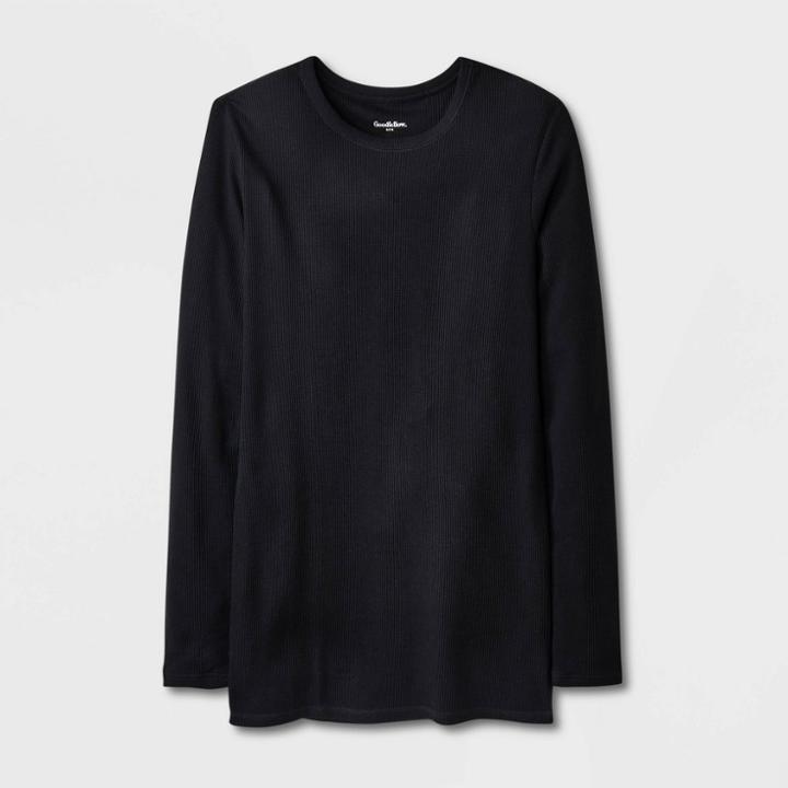 Men's Tall Relaxed Fit Long Sleeve Thermal Underwear Shirt - Goodfellow & Co Black