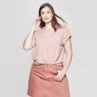 Women's Plus Size Short Sleeve Pocket V-neck T-shirt - Universal Thread Rose (pink)