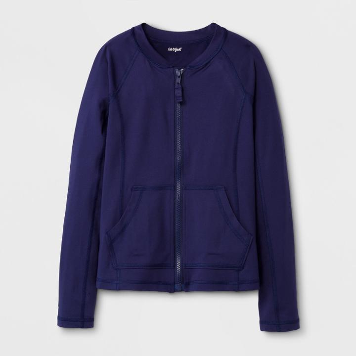Girls' Adaptive Rash Guard - Cat & Jack Navy