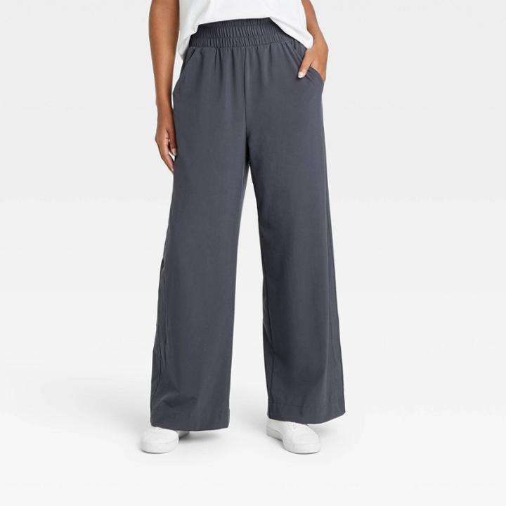 Women's Stretch Woven High-rise Wide Leg Pants - All In Motion Slate