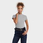 Women's Short Sleeve Ribbed T-shirt - A New Day Heather Gray