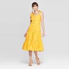Women's Sleeveless Square Neck Tiered Button Front A Line Midi Dress - Who What Wear Yellow