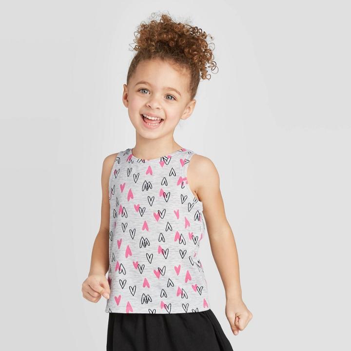 Toddler Girls' 'heart' Favorite Tank Top - Cat & Jack Gray 12m, Toddler Girl's
