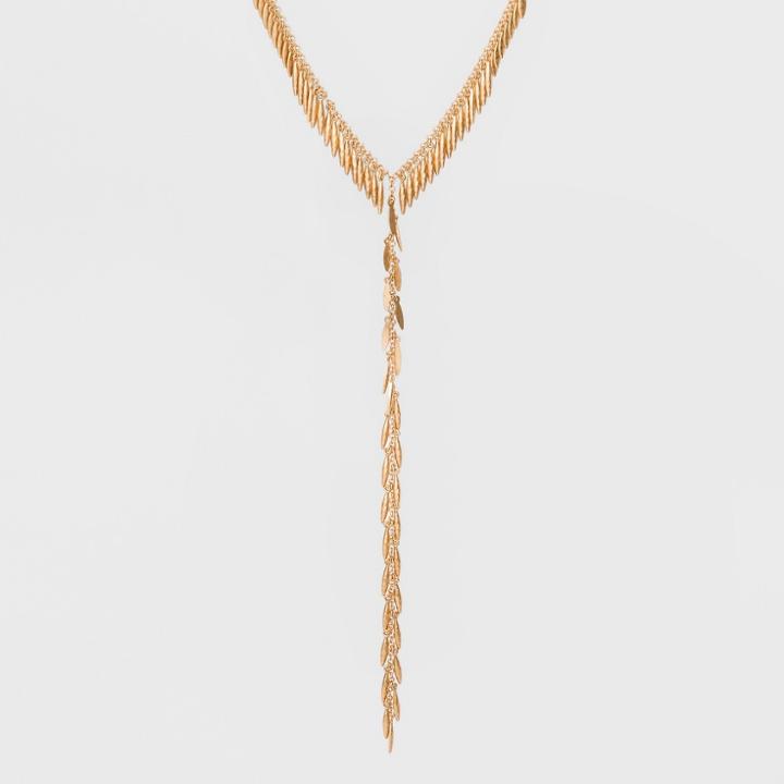 Target Y Neck Fringe Long Necklace - Universal Thread Gold