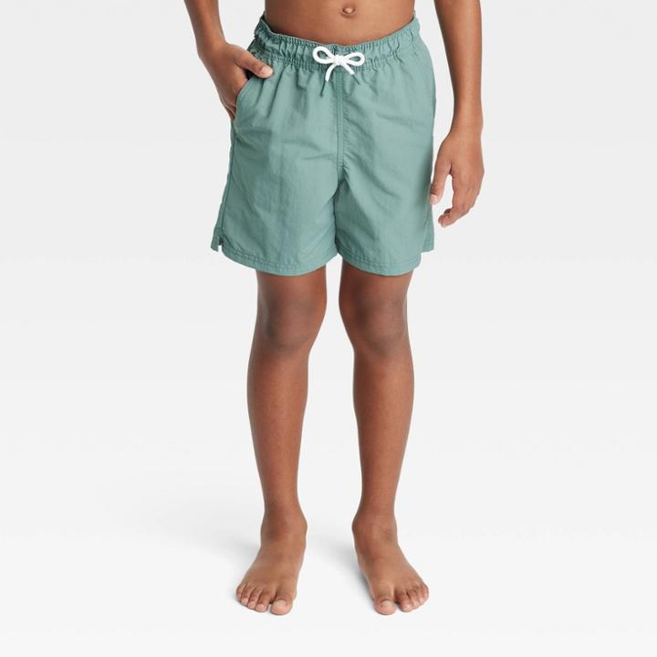 Boys' 'family Story' Solid Swim Trunks - Cat & Jack Green