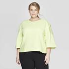 Women's Plus Size 3/4 Sleeve Scoop Neck Ottoman Knit Top - Prologue Green