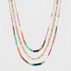 Pink, Brown, Blue, Coral, And Purple Beaded Long Necklace - A New Day , Blue/brown/pink