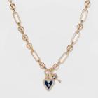 Sugarfix By Baublebar Heart And Key Pendant Link Chain Necklace, Black/blue