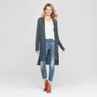 Women's Long Sleeve Lace-up Back Open Rib Cardigan - Knox Rose Forest Green