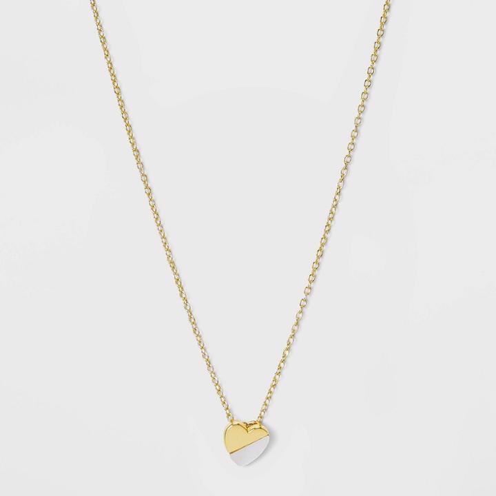 No Brand Sterling Silver Heart Extender Necklace - Silver Gray, Women's, Yellow
