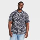 Men's Big & Tall Standard Fit Knit Short Sleeve Button-down Shirt - Goodfellow & Co Xavier Navy