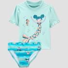 Toddler Girls' Mermaid Short Sleeve Rash Guard Set - Just One You Made By Carter's Green