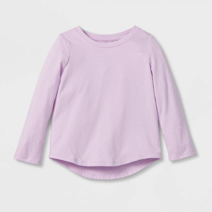 Toddler Girls' Solid Long Sleeve T-shirt - Cat & Jack Violet