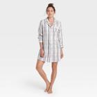 Women's Perfectly Cozy Plaid Flannel Nightgown - Stars Above Gray