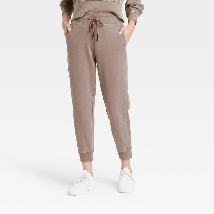 Women's Mid-rise French Terry Acid Wash Jogger Pants - Joylab Pewter