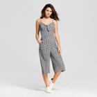 Women's Gingham Strappy Front Cropped Jumpsuit - Xhilaration Black /off White L, Black Off-white