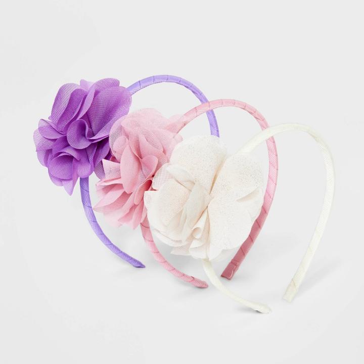 Girls' 3pk Pastel Chiffon Flower Headbands - Cat & Jack
