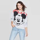Women's Disney Mickey Face Long Sleeve Sweatshirt (juniors') - Heather Gray