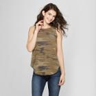 Women's Peace Out Crew Neck Graphic Tank Top - Zoe+liv (juniors') Camo Green