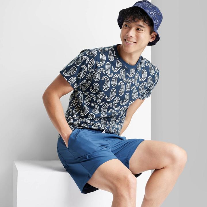 Men's Short Sleeve Sleeve T-shirt - Original Use Navy Blue