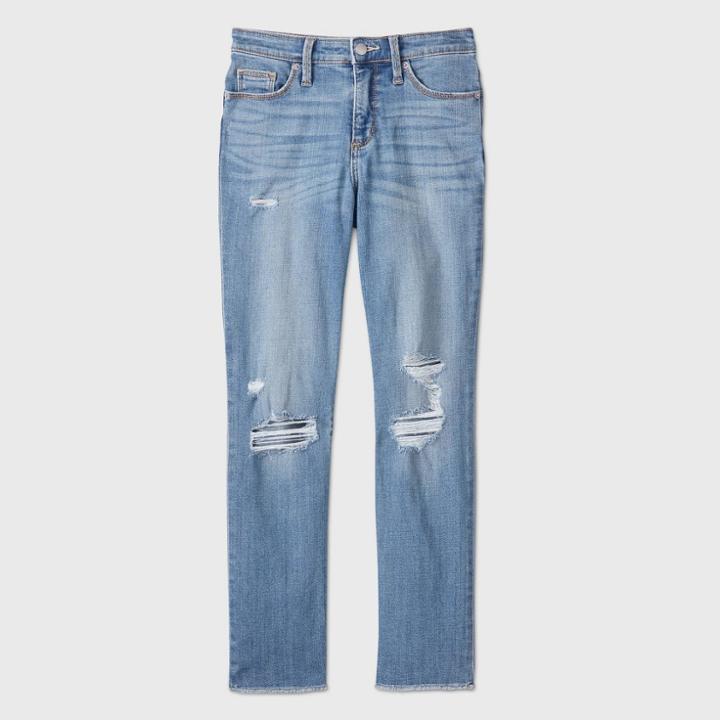 Women's High-rise Distressed Straight Cropped Jeans - Universal Thread