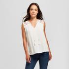 Women's Lace Back Embroidered Tank - Knox Rose Ivory