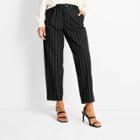 Women's Mid-rise Front Pleated Pants - Future Collective With Kahlana Barfield Brown Black Pinstriped