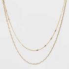 14k Gold Plated Flat Beaded And Link Chain Duo Necklace - A New Day Gold