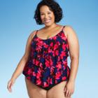 Women's Plus Size Tiered Tankini Top - Aqua Green