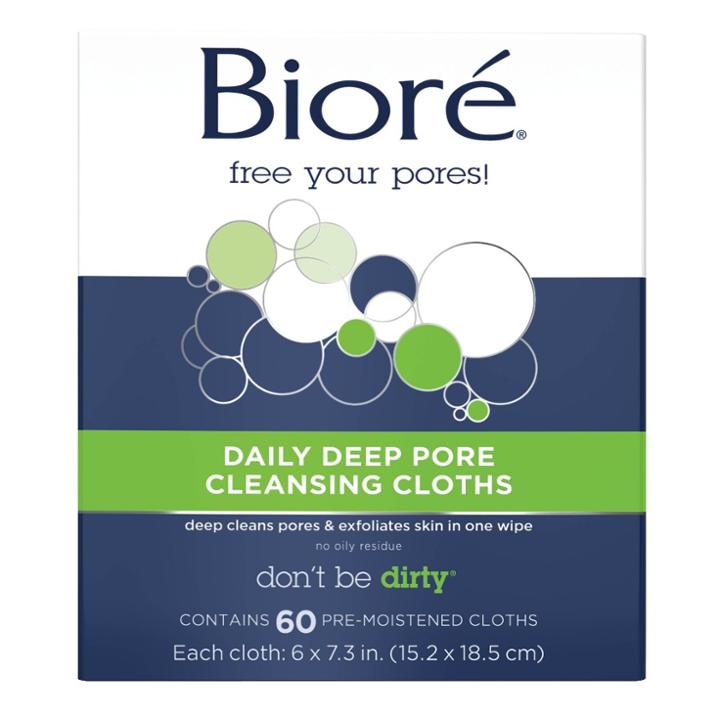 Biore Daily Deep Pore Cleansing Cloths, Facial Cleansing Wipes, Makeup Removal, Dermatologist Tested