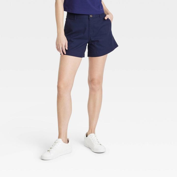 Women's High-rise Everyday Shorts - A New Day Navy Blue