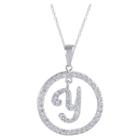 Journee Collection 2 2/5 Ct. T.w. Round-cut Cz Pave Set Initial Y Pendant Necklace In Sterling Silver - Silver (18), Girl's,