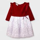 Mia & Mimi Toddler Girls' Dot Tulle Long Sleeve Dress - Red