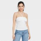 Women's Slim Fit Textured Halter Top - A New Day White