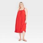 Women's Plus Size Sleeveless Tie-front Floating Dress - Universal Thread Red